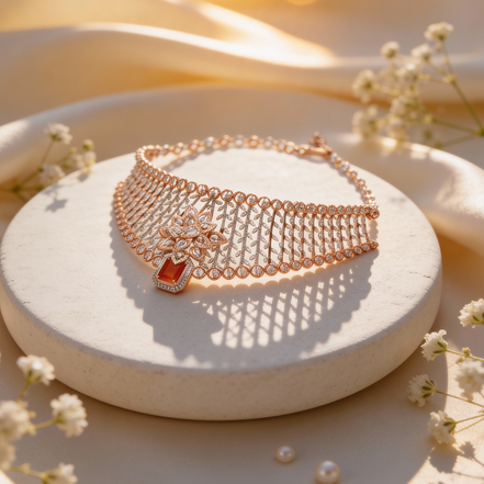 Luxe Scarlet Radiance Diamond Necklace Set