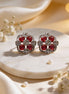 Luxe Ruby Mosaic Diamond Stud Earrings