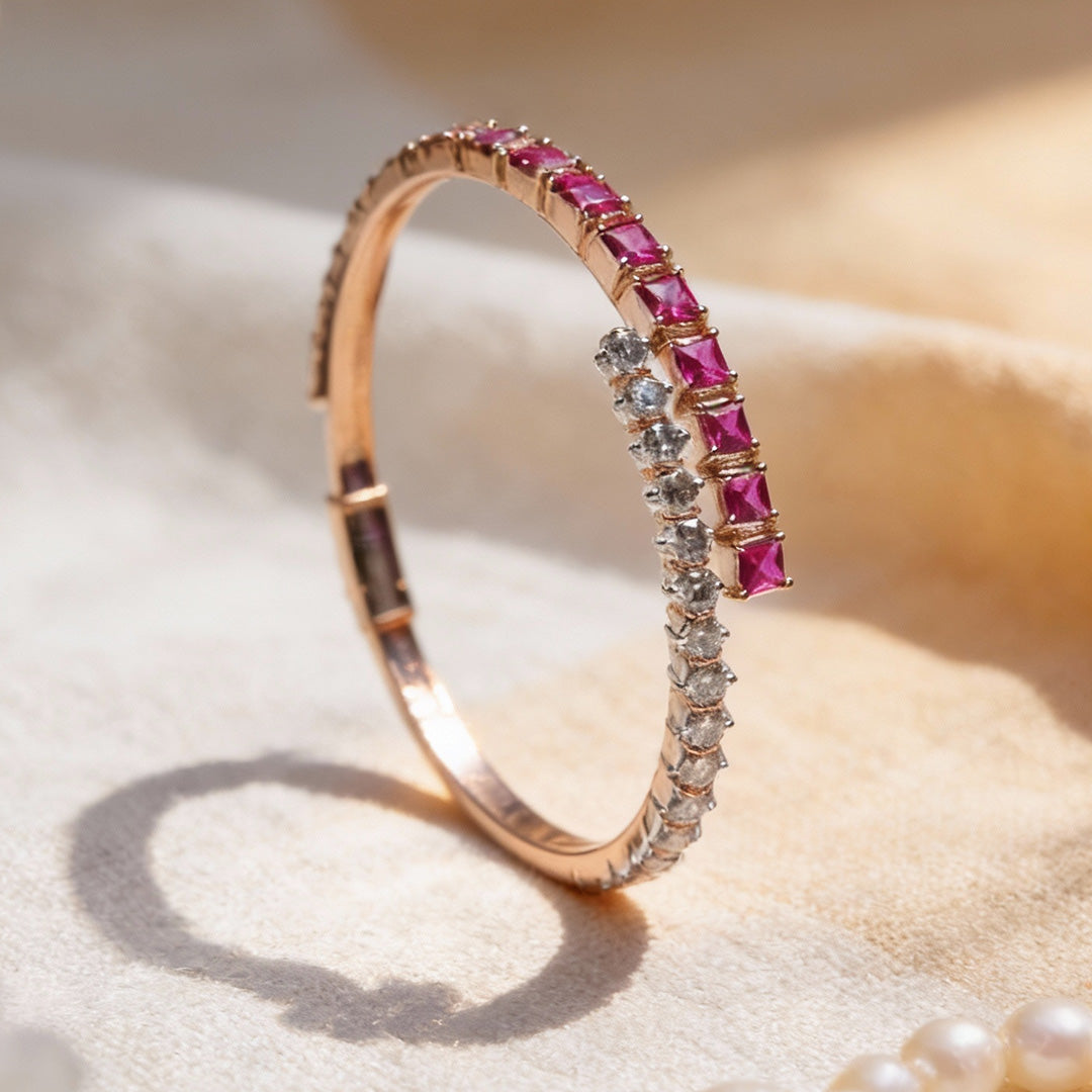 Luxe Royale Ruby & Diamond Open Bangle