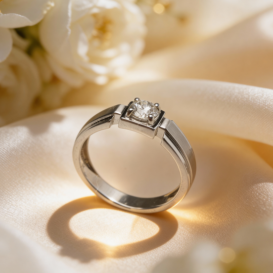 Luxe Celestia Edge Diamond Platinum Ring