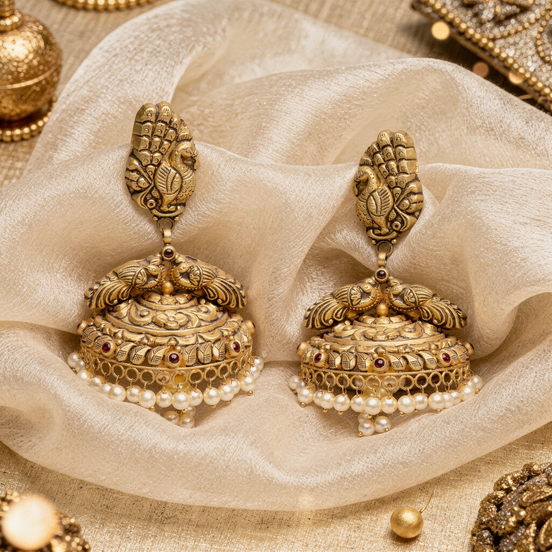 RSJ Mayura Pearl Jhumkas