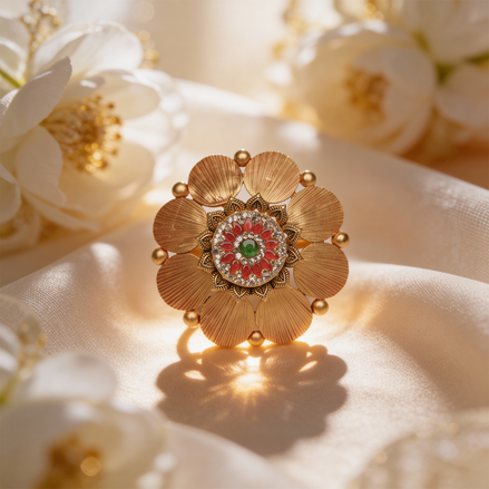 Saanvi Pushpa Gold Cocktail Ring