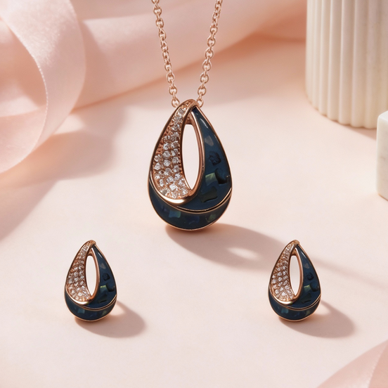 Siora Midnight Teardrop Pendant Set