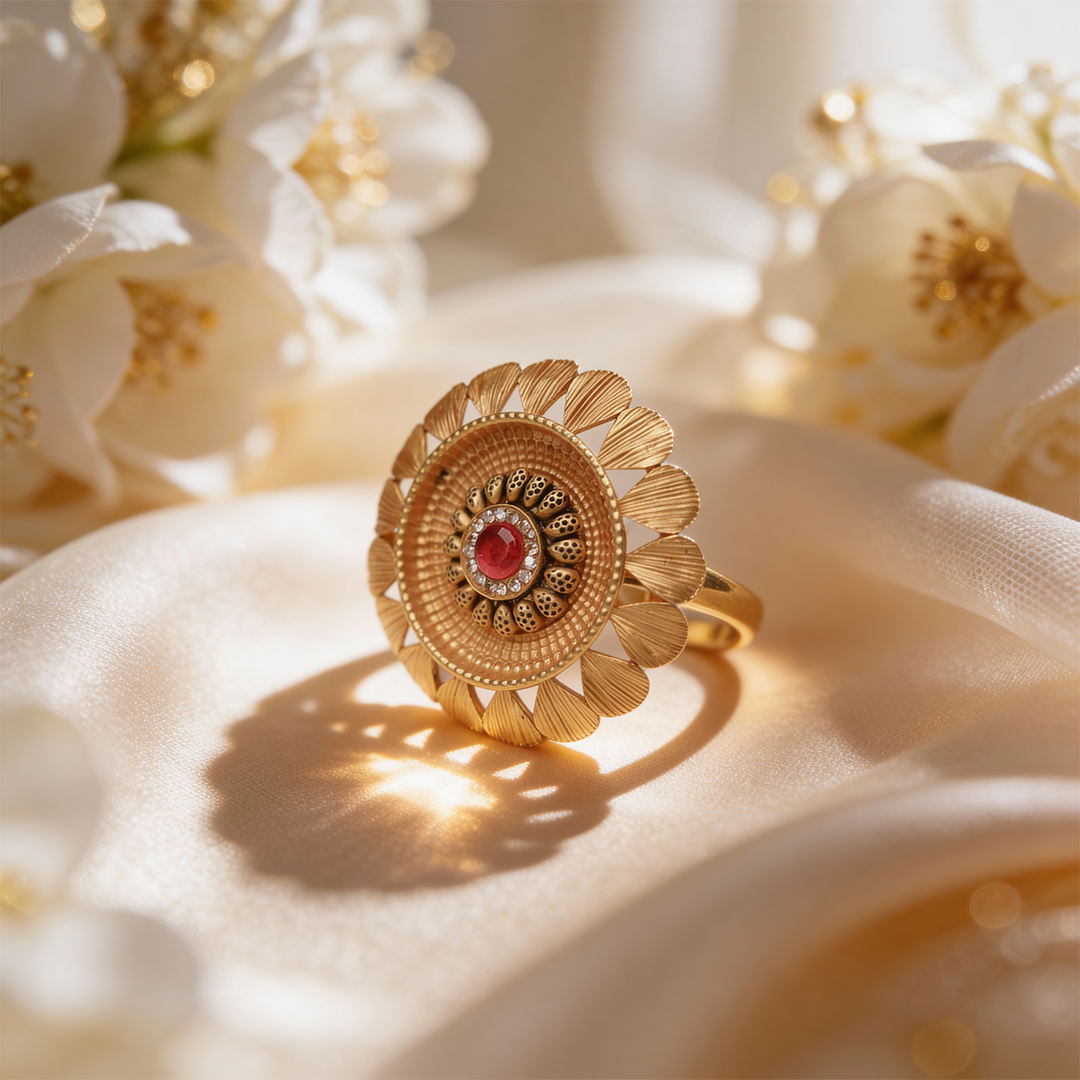 Suryika Chakra Gold Cocktail Ring