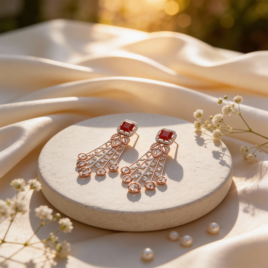 Luxe Scarlet Radiance Diamond Necklace Set