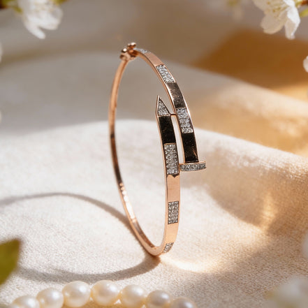 Bella Edge Diamond Open Bangle