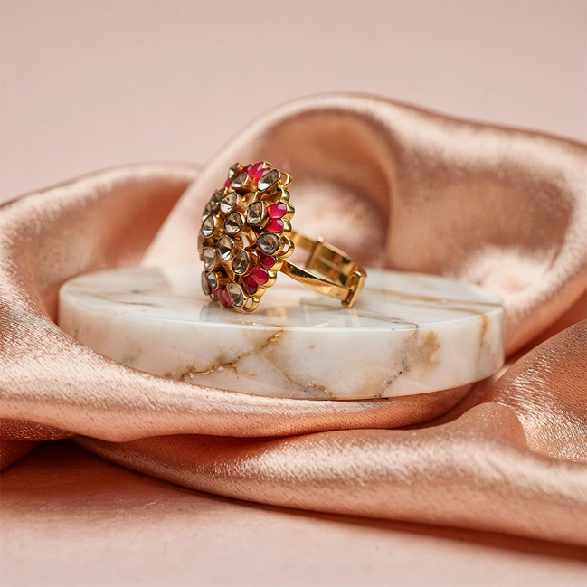 Luxe Ruby Petal Diamond Ring