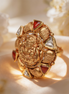 Aaradhya Temple Gold Cocktail Ring