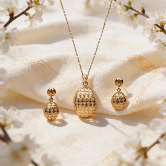RSJ Elara Textured Gold Pendant Set