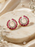 Luxe Ruby Crescent Diamond Earrings