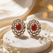 Luxe Ruby Royale Diamond Halo Earrings