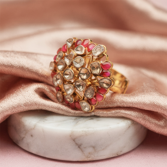Luxe Ruby Petal Diamond Ring