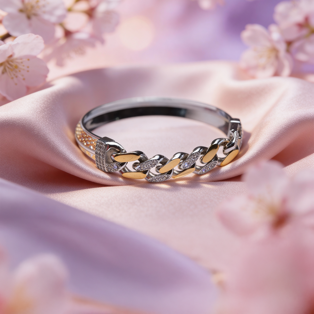 Siora Dual-Tone Chain Silver Bracelet