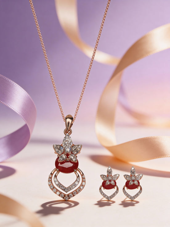 Luxe Ruby Blossom Heart Set