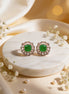 Luxe Emerald Regal Halo Diamond Stud Earrings