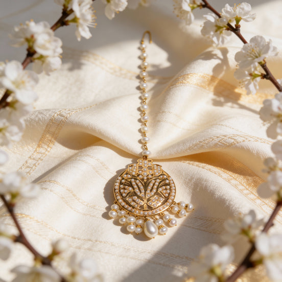 Pushpika Pearl Bloom Gold Mang Tikka