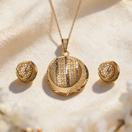 RSJ Noor Filigree Gold Pendant Set