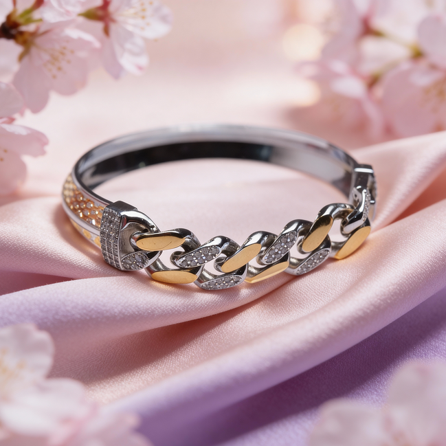 Siora Dual-Tone Chain Silver Bracelet