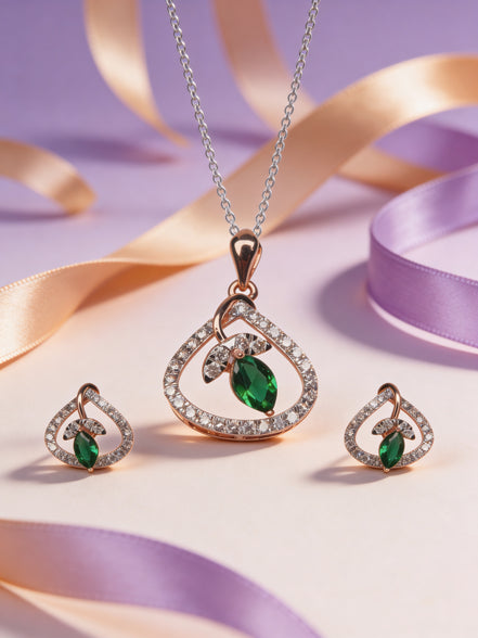 Bella Emerald Leaf Charm Set