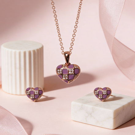 Siora Lavender Heart Pendant Set
