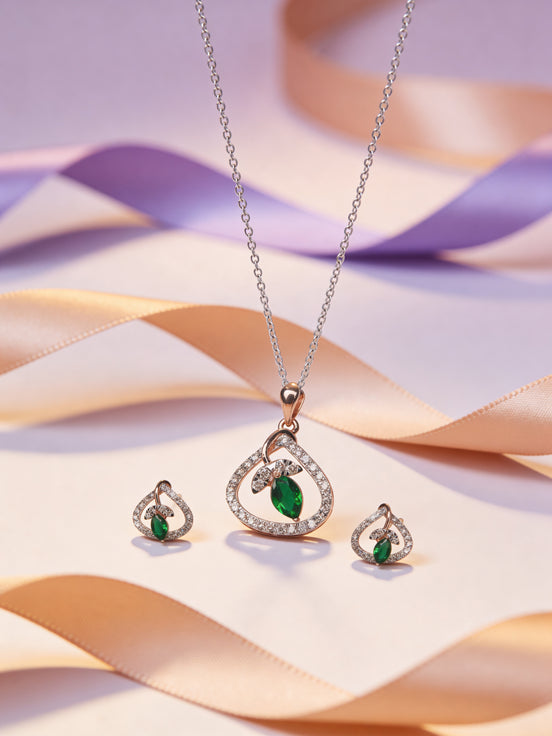 Bella Emerald Leaf Charm Set