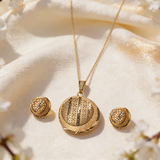 RSJ Noor Filigree Gold Pendant Set