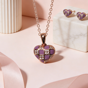 Siora Lavender Heart Pendant Set