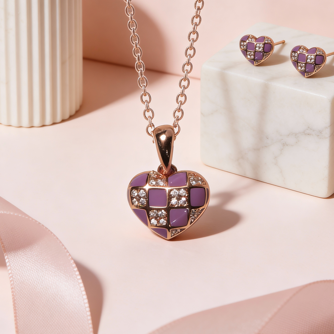Siora Lavender Heart Pendant Set