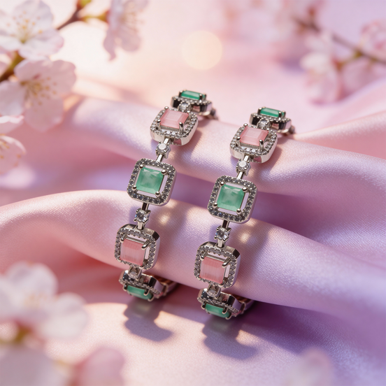 Siora Pastel Prism Silver Drop Bangles