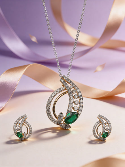 Luxe Jade Leaf Pendant Set