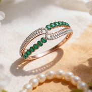 Luxe Serpentine Emerald & Diamond Bangle
