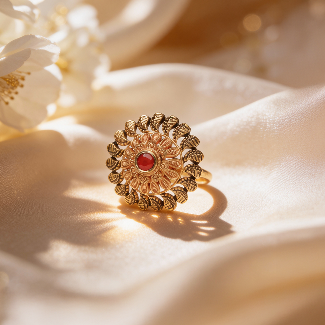 Kamalika Heritage Gold Cocktail Ring