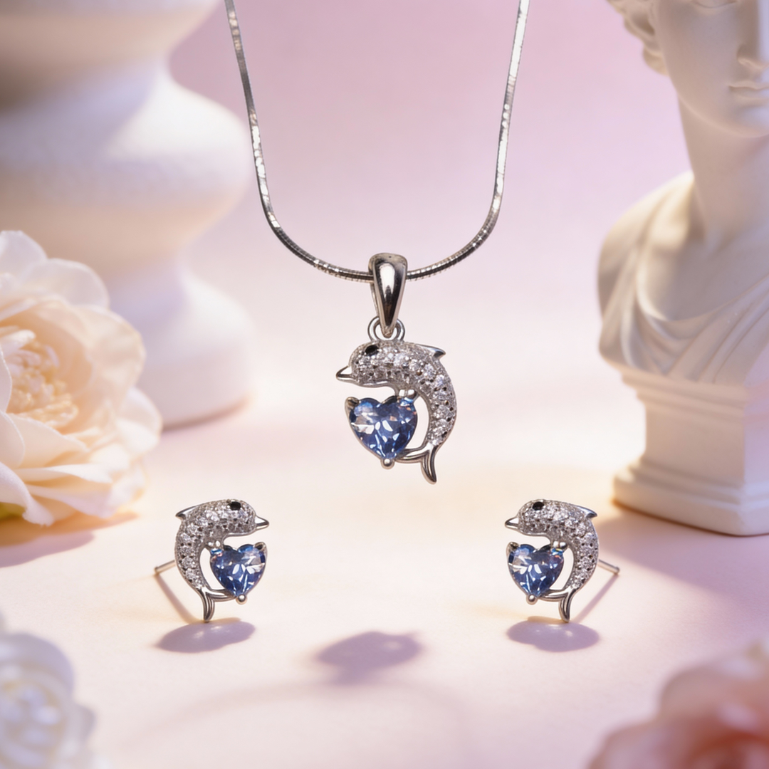 Siora Moonlit Dolphin Pendant Set