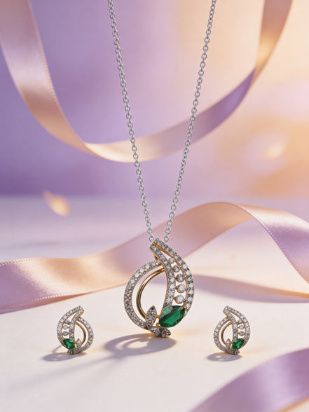 Luxe Jade Leaf Pendant Set