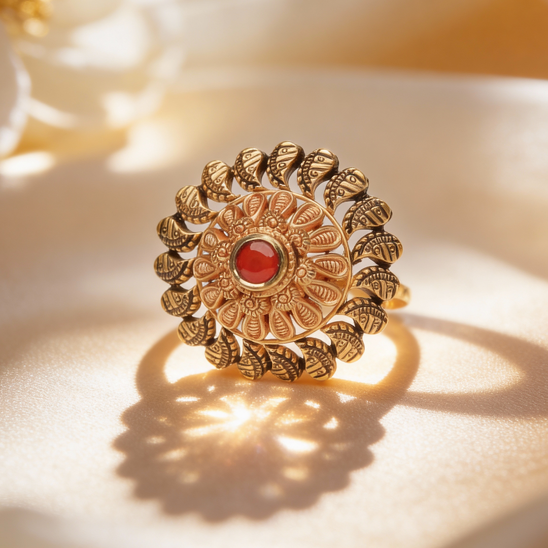Kamalika Heritage Gold Cocktail Ring