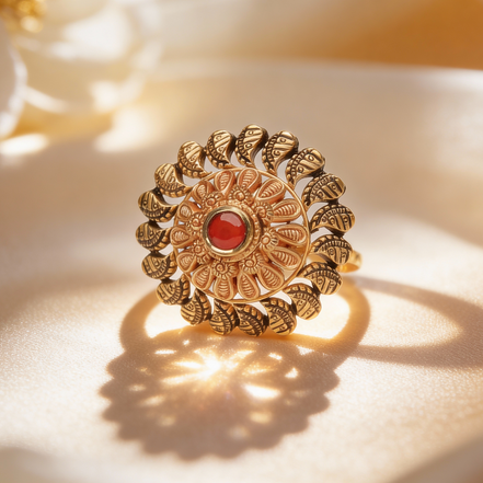 Kamalika Heritage Gold Cocktail Ring