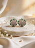 Luxe Emerald Blossom Diamond Stud Earrings