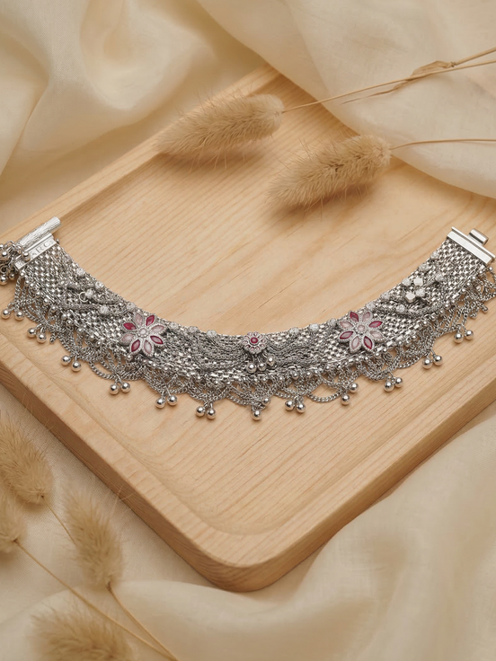 Siora Blossom Grace Silver Anklet