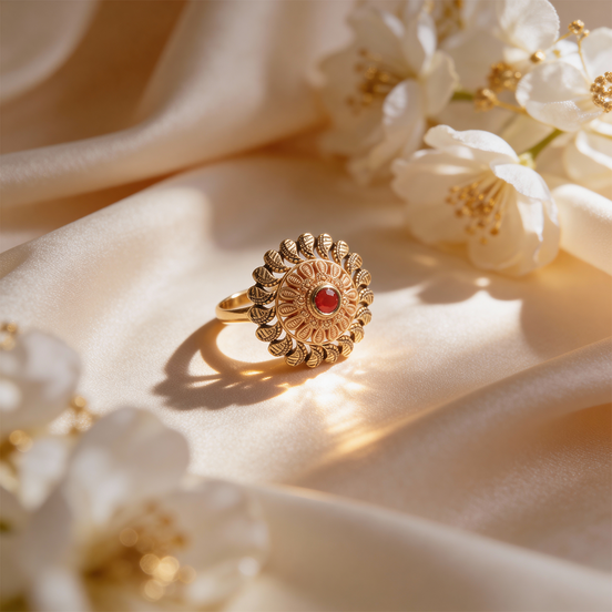 Kamalika Heritage Gold Cocktail Ring