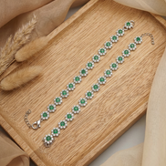 Siora Emerald Bloom Silver Anklet