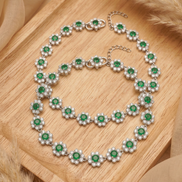 Siora Emerald Bloom Silver Anklet