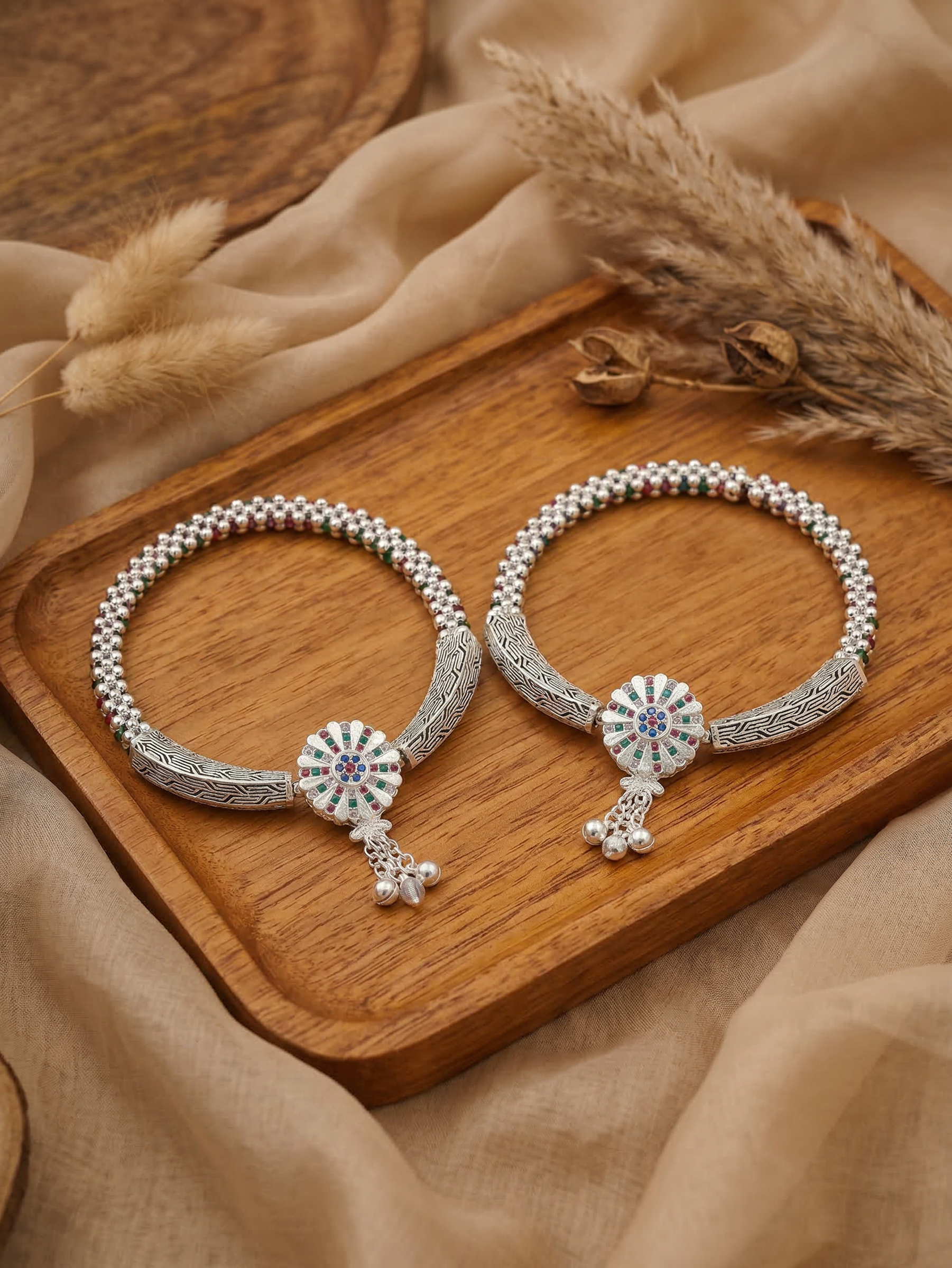Siora Royal Prism Silver Anklet
