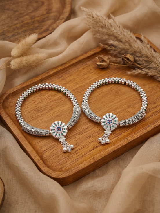 Siora Royal Prism Silver Anklet