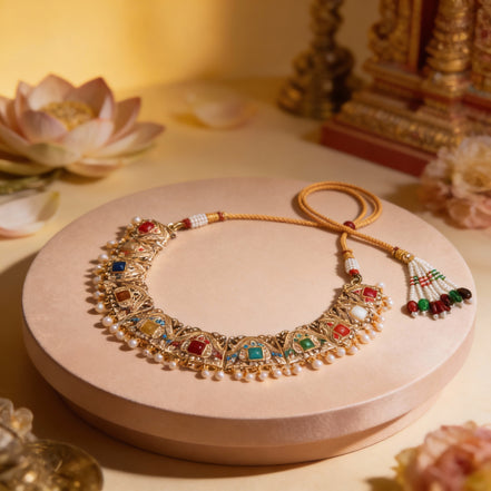 Navratna Virasat Gold Necklace Set