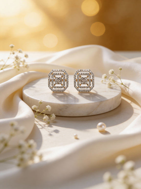 Bella Regal Frame Diamond Earrings