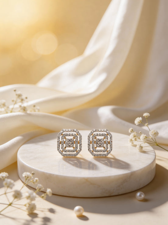 Bella Regal Frame Diamond Earrings