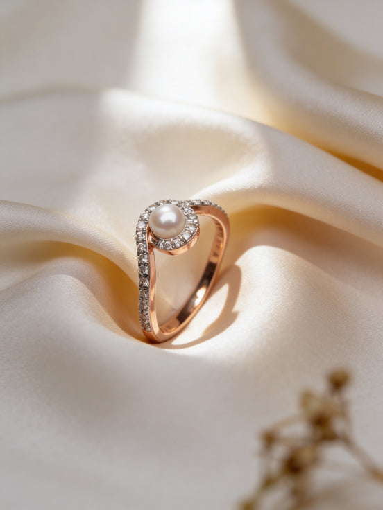 Bella White Pearl Halo Ring