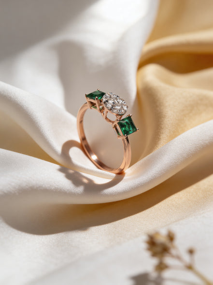 Bella Emerald Trio Ring