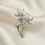 Siora Blooming Grace Silver Floral Brooch