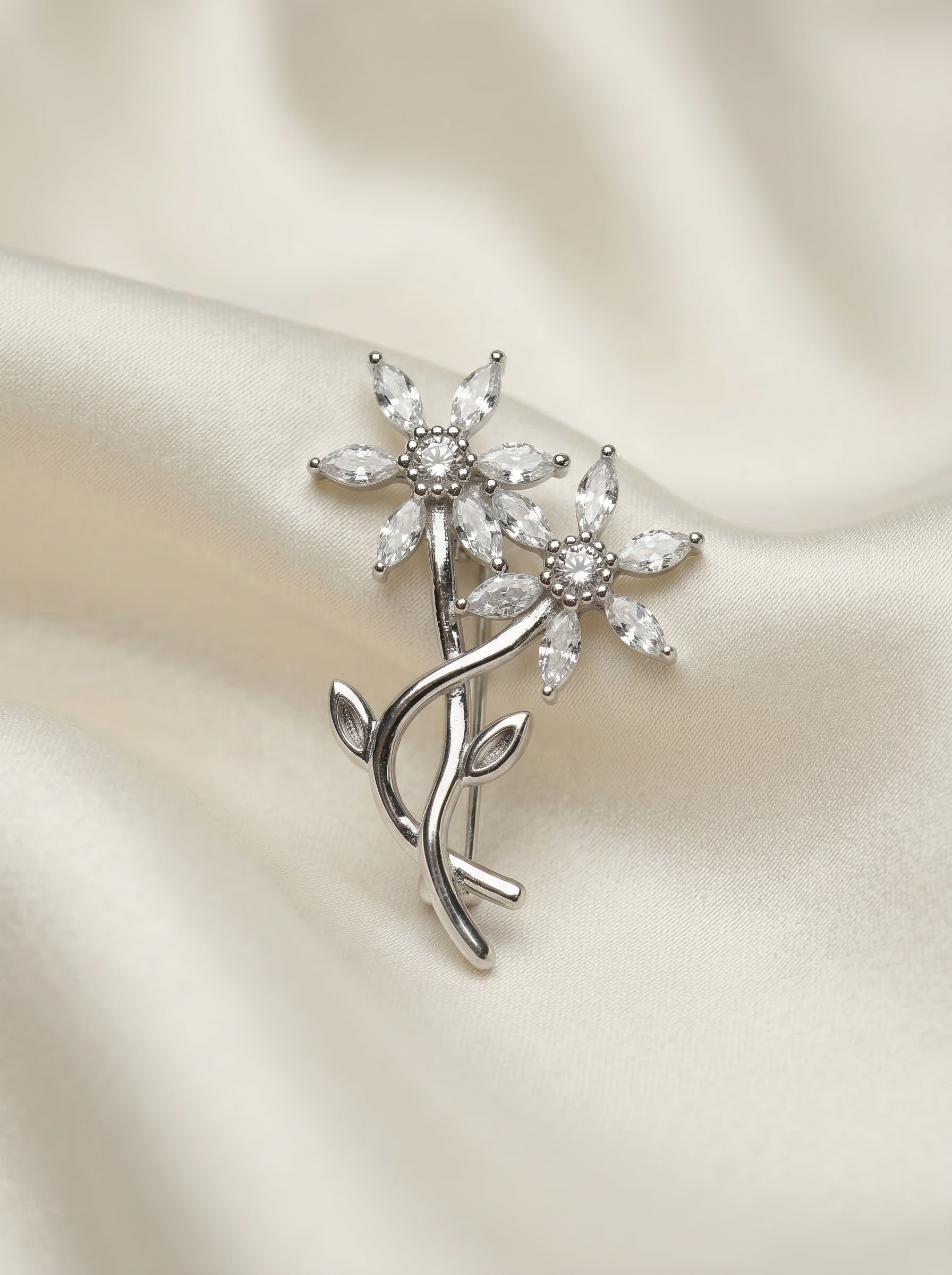 Siora Blooming Grace Silver Floral Brooch
